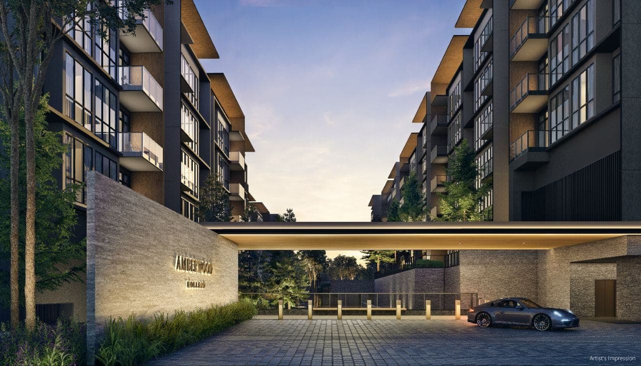 Amberwood at Holland arrival court and entrance signage