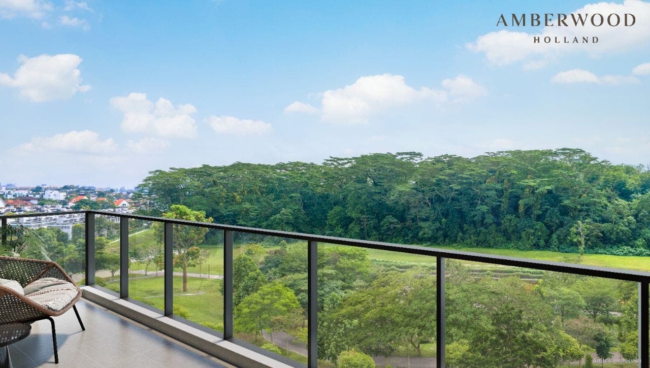 View over the forest canopy from an Amberwood at Holland balcony